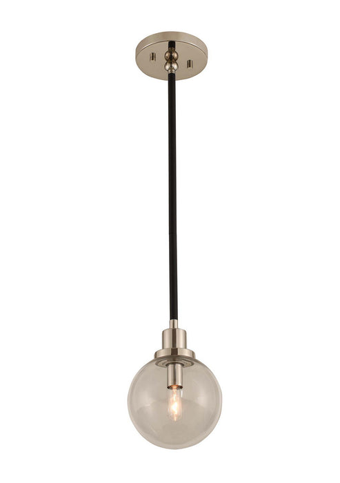 Kalco 315410BPN One Light Mini Pendant, Matte Black Finish With Nickel Accents