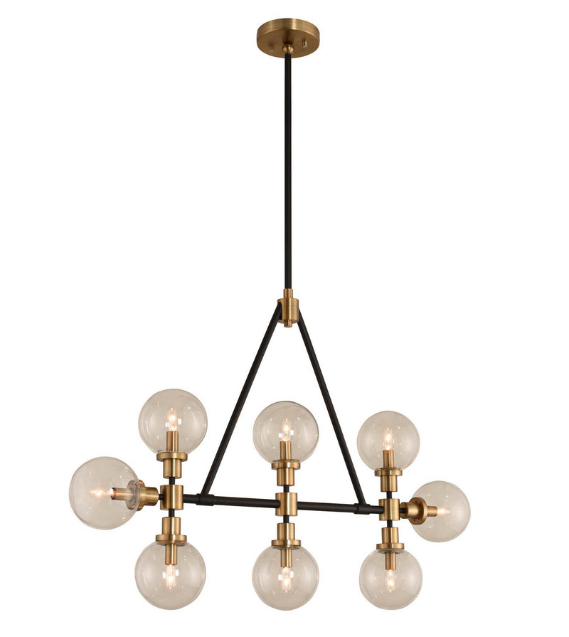 Kalco 315453BBB Eight Light Island Pendant, Matte Black Finish with Brushed Pearlized Brass
