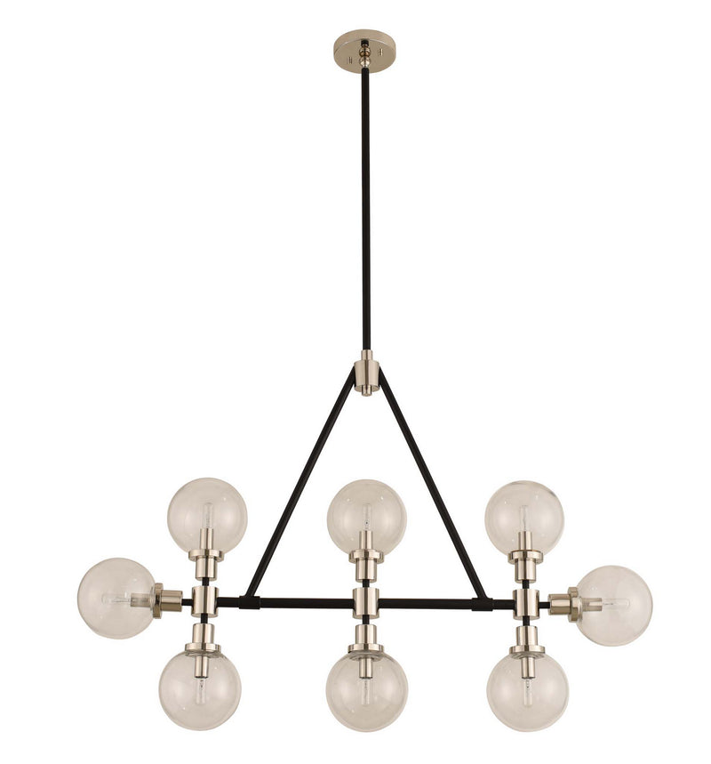 Kalco 315453BPN Eight Light Island Pendant, Matte Black Finish With Nickel Accents