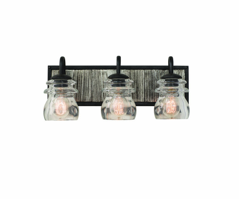 Kalco 504633BI Three Light Bath, Black Iron