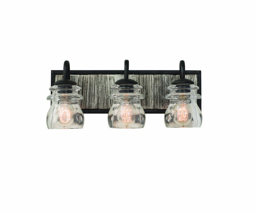 Kalco 504633BI Three Light Bath, Black Iron