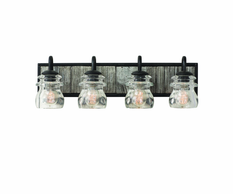 Kalco 504634BI Four Light Bath, Black Iron