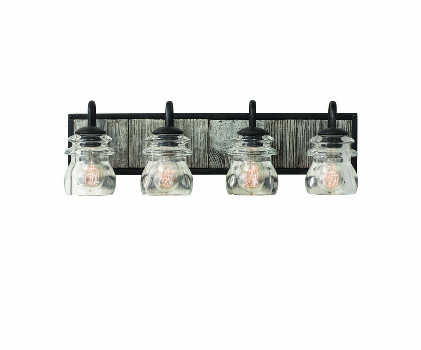 Kalco 504634BI Four Light Bath, Black Iron