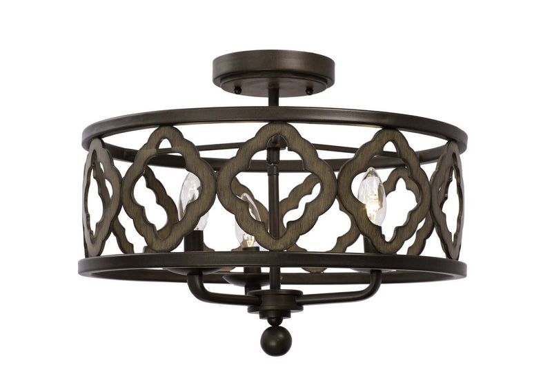 Kalco 504841BS Three Light Semi Flush Mount, Brownstone