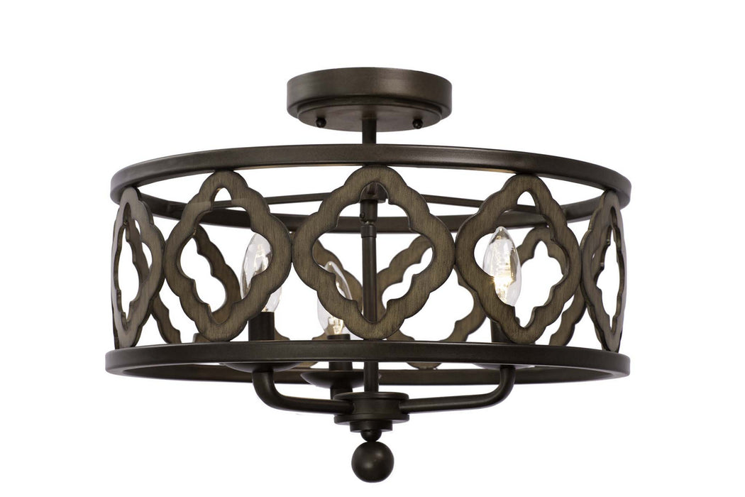 Kalco 504841BS Three Light Semi Flush Mount, Brownstone