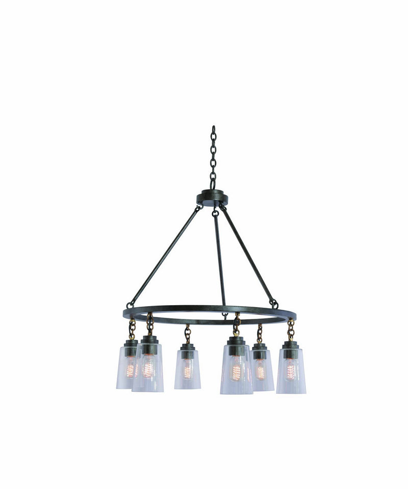 Kalco 504952MI Six Light Pendant, Milled Iron