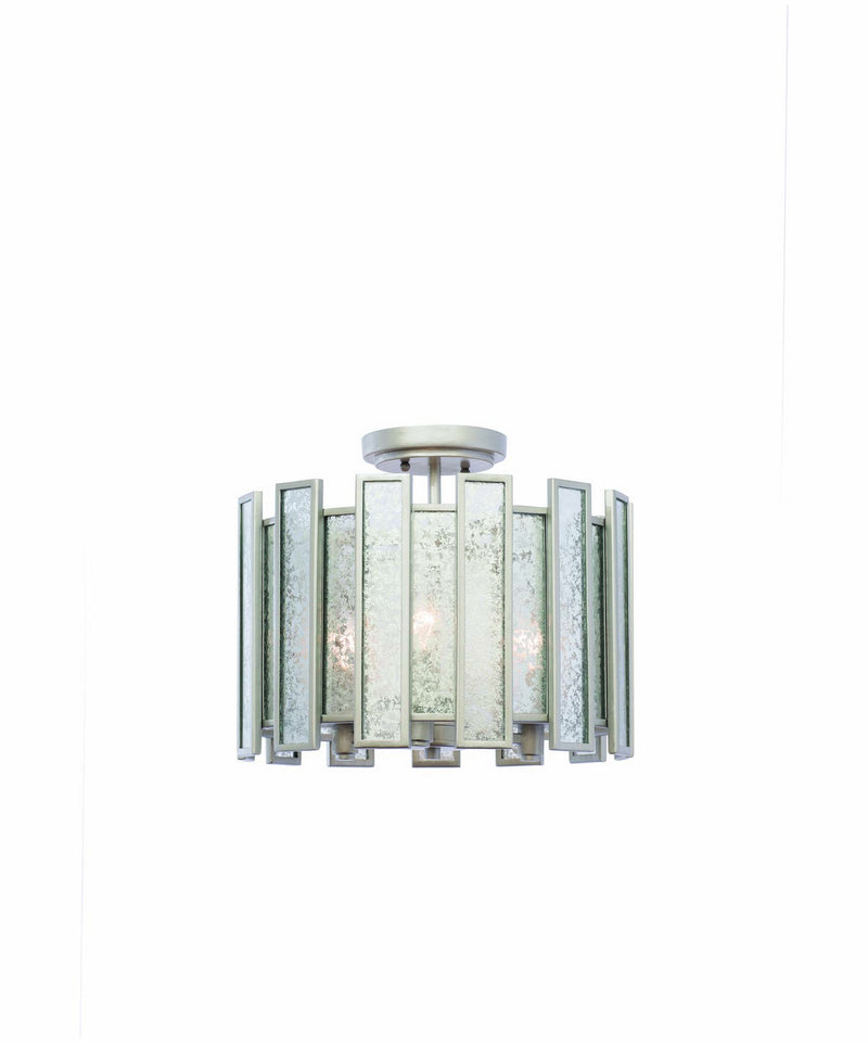 Kalco 505041TS Three Light Semi Flush Mount, Tarnished Silver