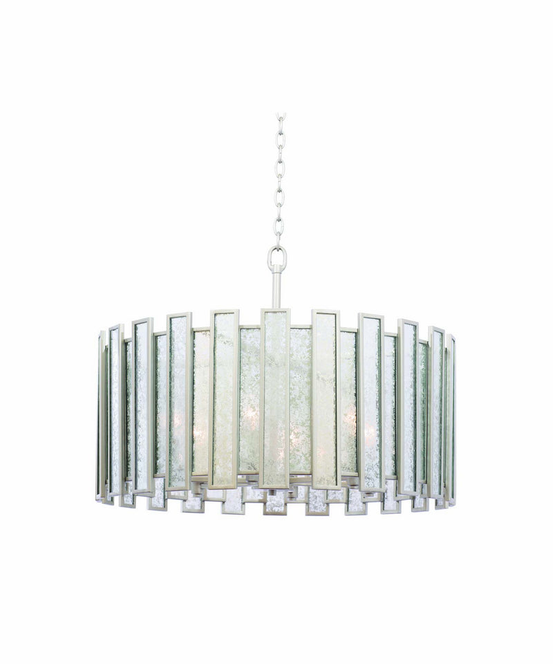 Kalco 505054TS Six Light Convertible Pendant - Semi Flush Mount, Tarnished Silver