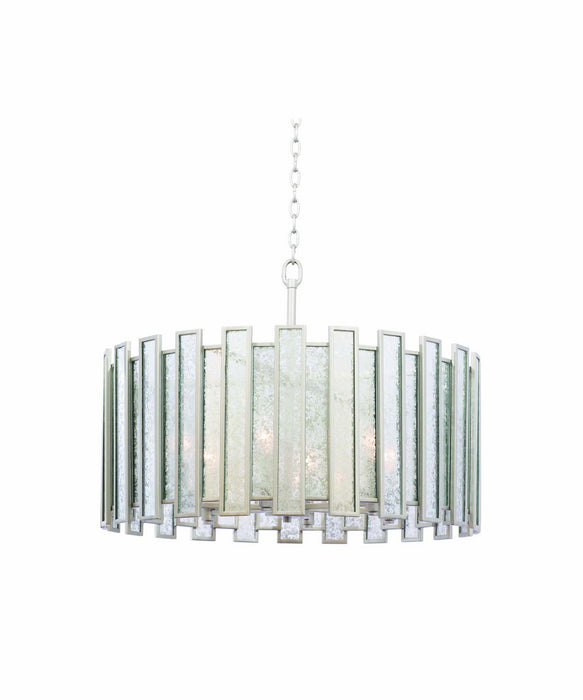 Kalco 505054TS Six Light Convertible Pendant - Semi Flush Mount, Tarnished Silver
