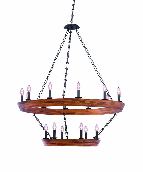 Kalco 505553BI 18 Light Chandelier, Black Iron