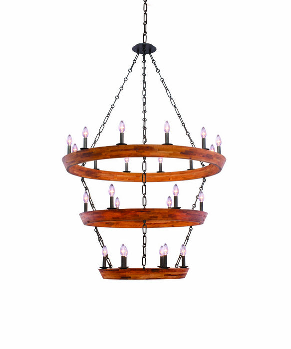 Kalco 505554BI 24 Light Chandelier, Black Iron