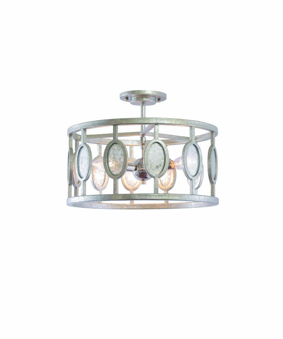 Kalco 506141VSL Three Light Semi Flush Mount, Vintage Silver Leaf