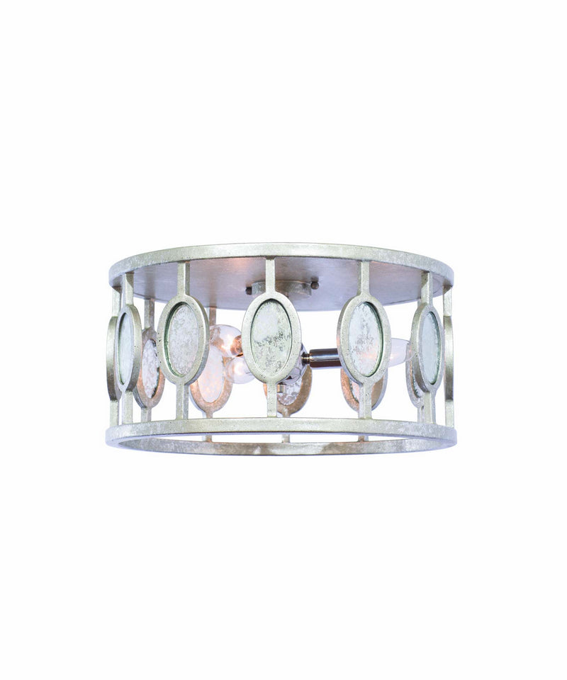 Kalco 506142VSL Three Light Flush Mount, Vintage Silver Leaf