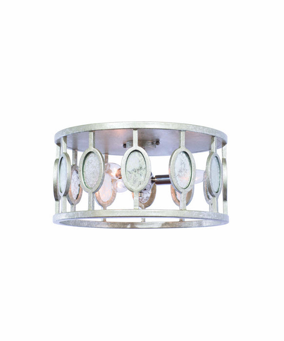 Kalco 506142VSL Three Light Flush Mount, Vintage Silver Leaf