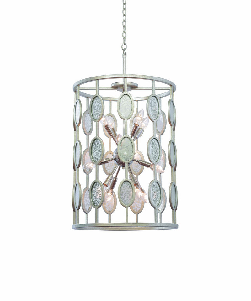 Kalco 506152VSL 12 Light Foyer Pendant, Vintage Silver Leaf