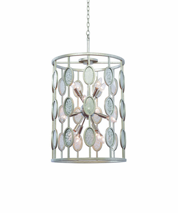 Kalco 506152VSL 12 Light Foyer Pendant, Vintage Silver Leaf