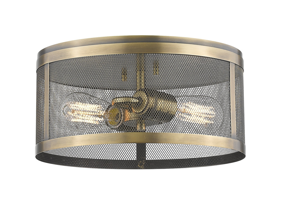 Z-Lite 331F12-NB Two Light Flush Mount, Natural Brass