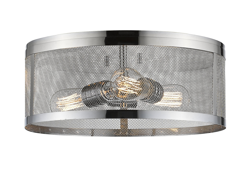 Z-Lite 331F14-CH Three Light Flush Mount, Chrome