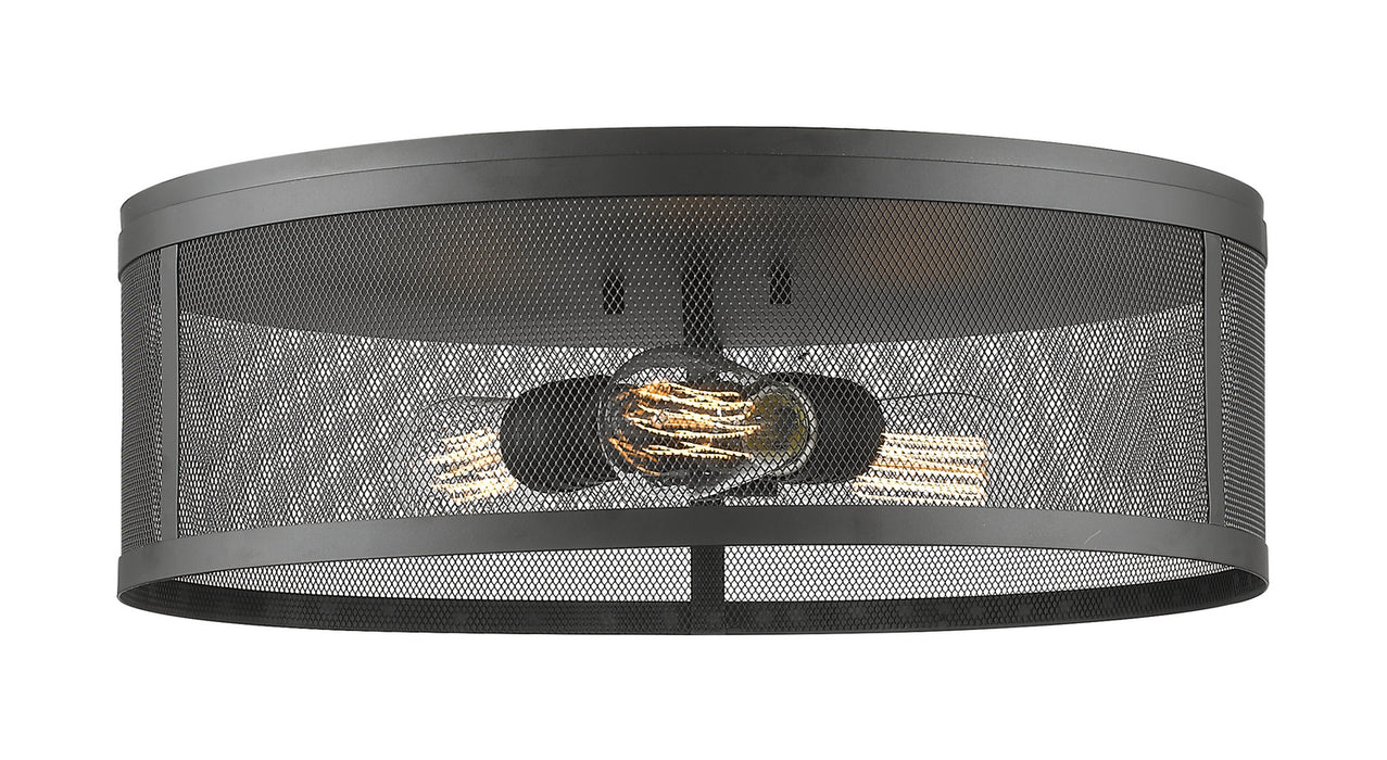 Z-Lite 331F18-BRZ Three Light Flush Mount, Bronze