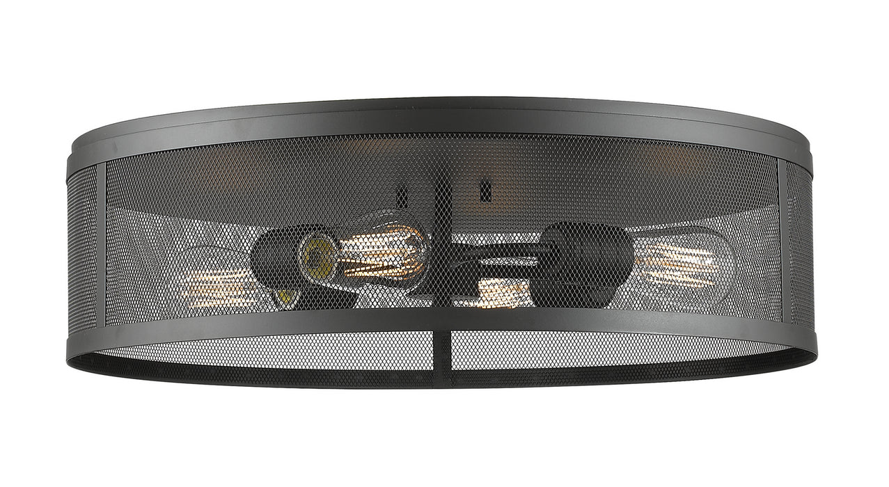 Z-Lite 331F21-BRZ Four Light Flush Mount, Bronze