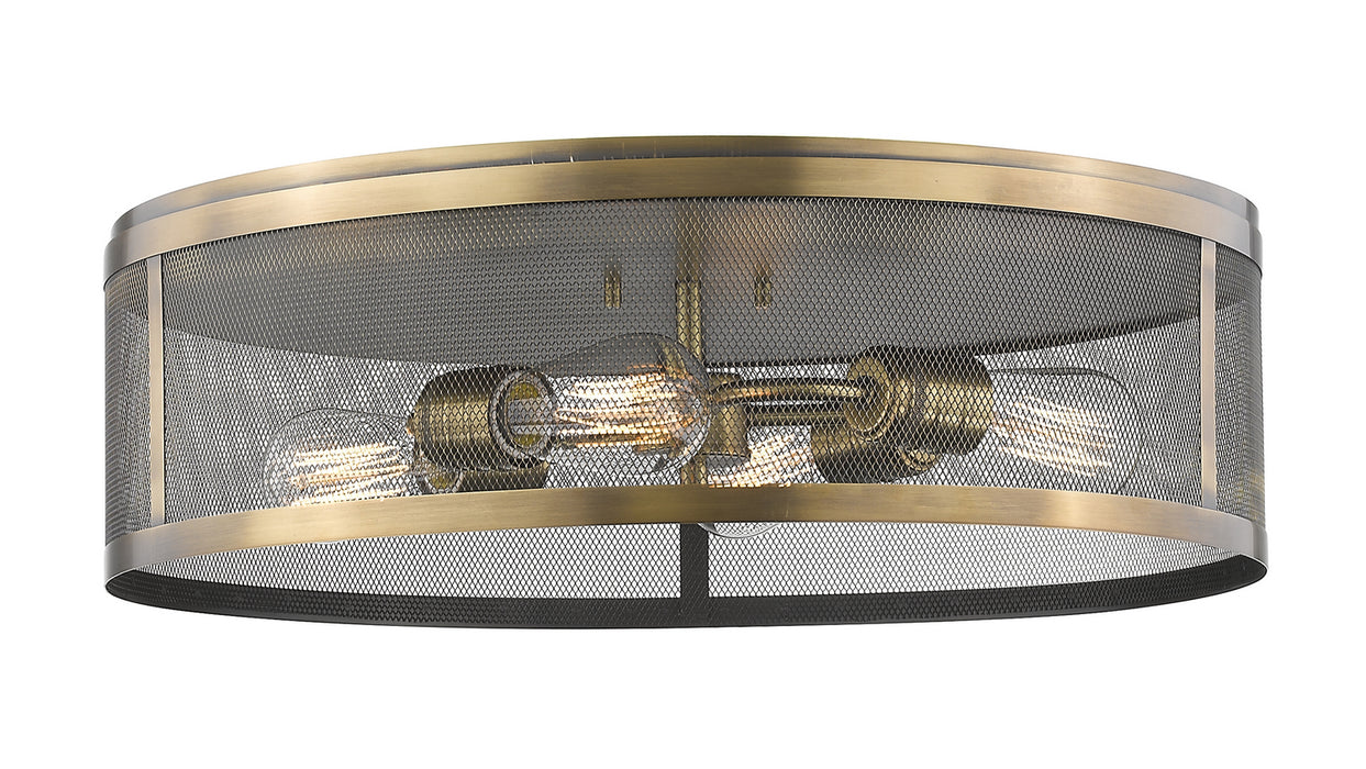 Z-Lite 331F21-NB Four Light Flush Mount, Natural Brass