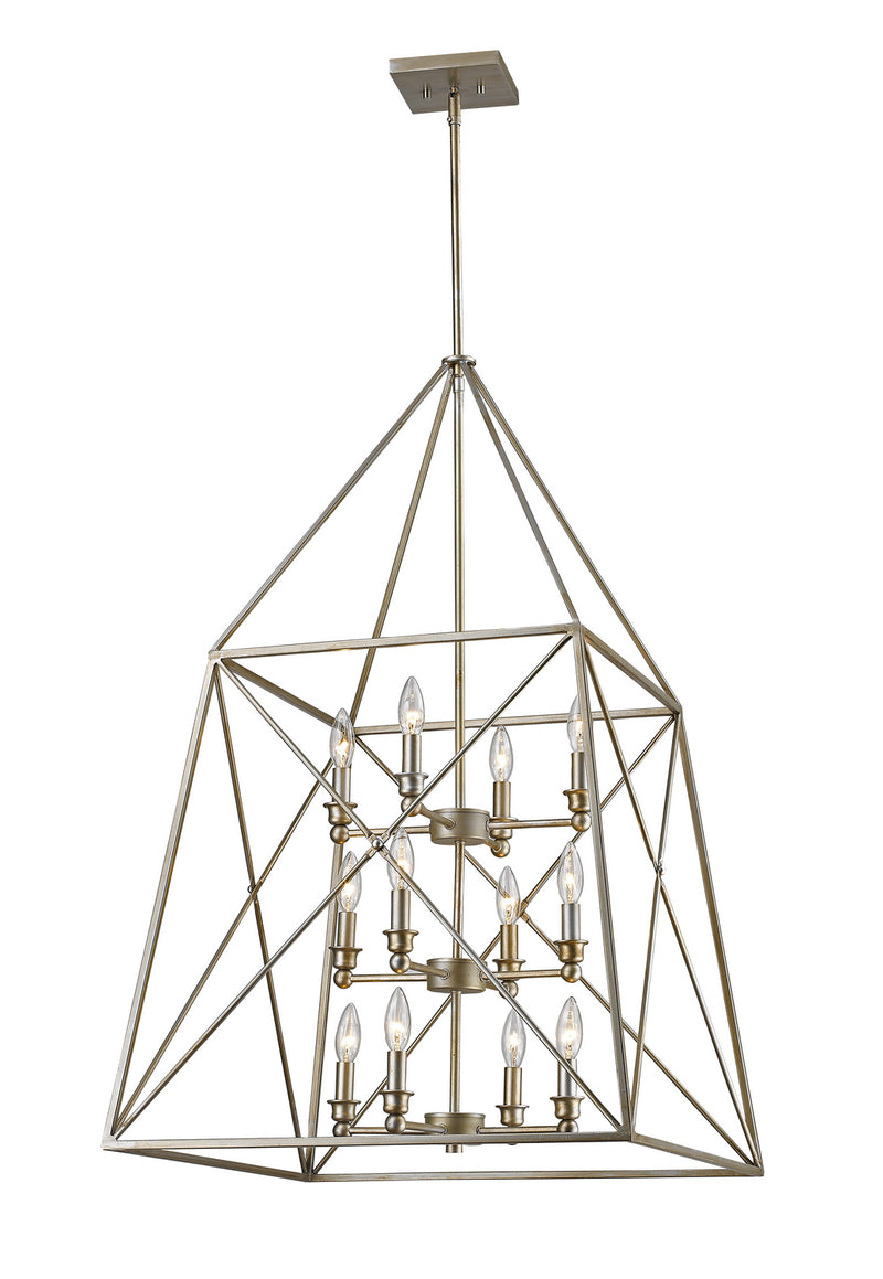 Z-Lite 447-12AS 12 Light Chandelier, Antique Silver