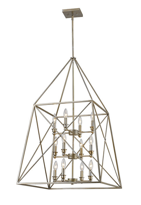 Z-Lite 447-12AS 12 Light Chandelier, Antique Silver
