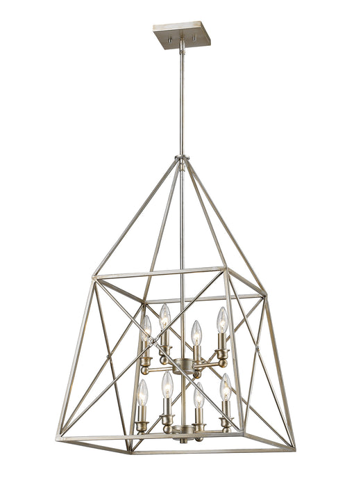 Z-Lite 447-8AS Eight Light Chandelier, Antique Silver