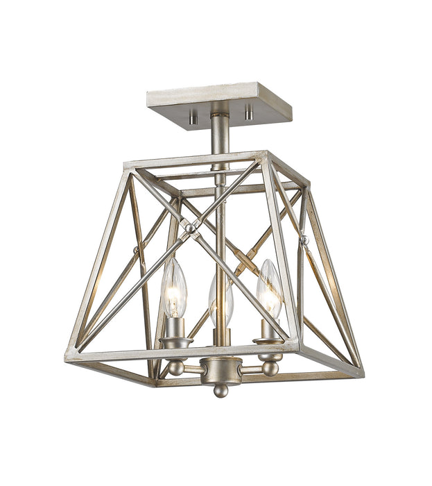 Z-Lite 447SF-AS Three Light Semi Flush Mount, Antique Silver