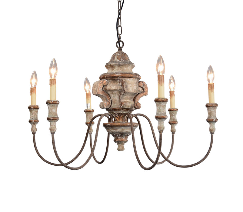 Terracotta Designs H6229-6 Six Light Chandelier, Smoked Gold/Gray