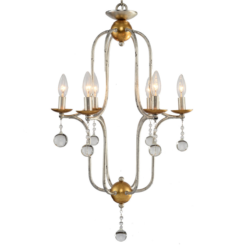 Terracotta Designs H7125-6 Six Light Chandelier, Antique Gold/Silver