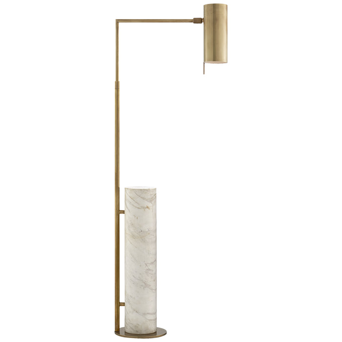 Visual Comfort Signature KW 1611AB/WM LED Floor Lamp, Antique-Burnished Brass and White Marble