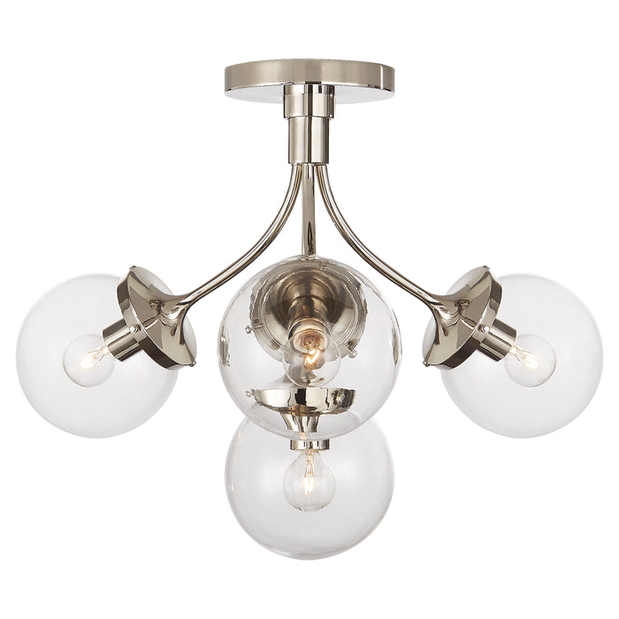 Visual Comfort Signature KS 4407PN-CG Four Light Semi Flush Mount, Polished Nickel