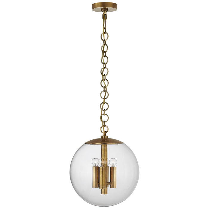 Visual Comfort Signature ARN 5255HAB-CG Four Light Pendant, Hand-Rubbed Antique Brass