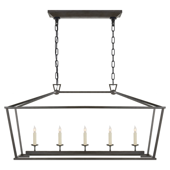 Visual Comfort Signature CHC 2156AI Five Light Linear Pendant, Aged Iron