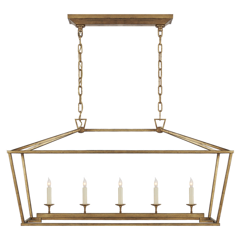 Visual Comfort Signature CHC 2156GI Five Light Linear Pendant, Gilded Iron