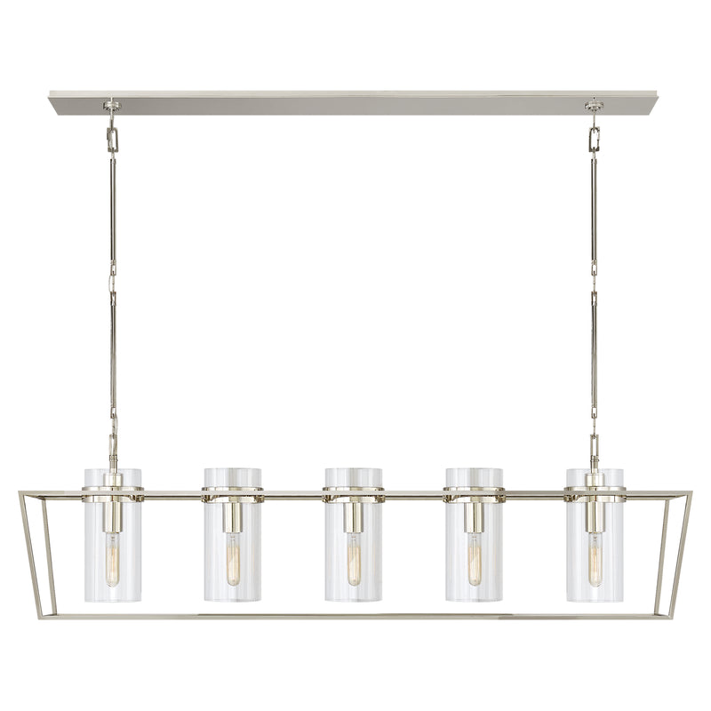 Visual Comfort Signature S 5177PN-CG Five Light Linear Pendant, Polished Nickel