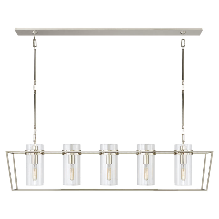 Visual Comfort Signature S 5177PN-CG Five Light Linear Pendant, Polished Nickel