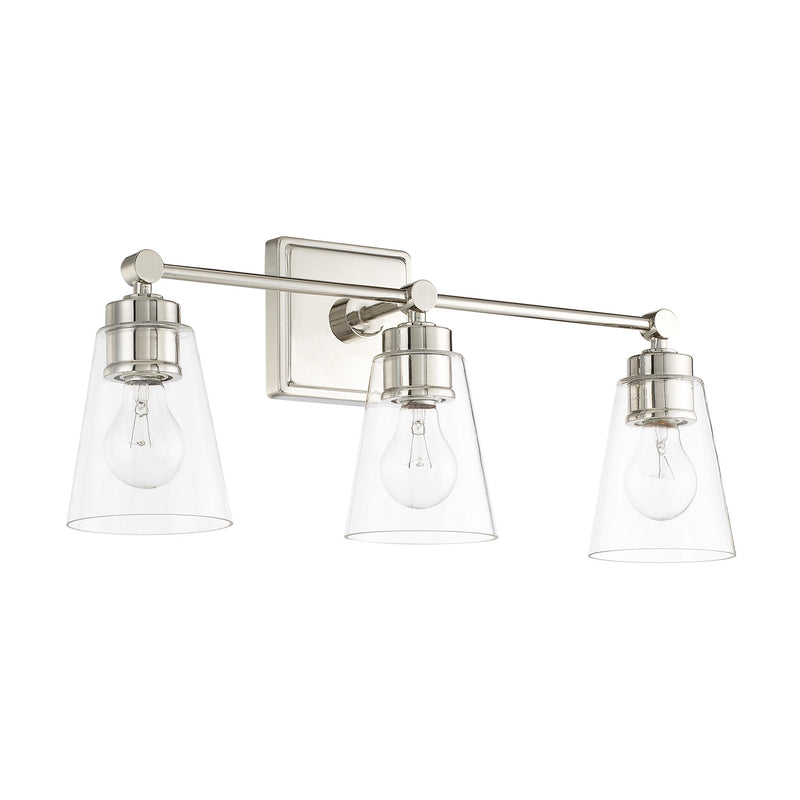 Capital Lighting 121831PN-432 Three Light Vanity, Polished Nickel