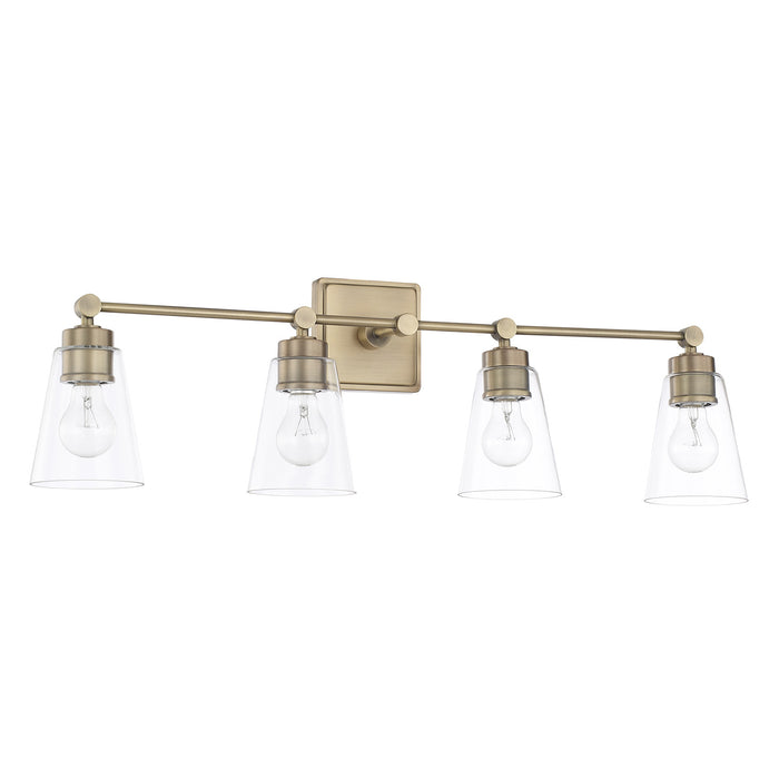Capital Lighting 121841AD-432 Four Light Vanity, Aged Brass