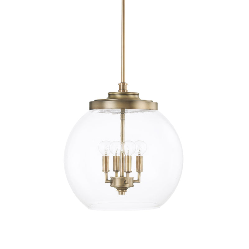 Capital Lighting 321142AD Four Light Pendant, Aged Brass