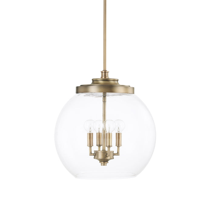 Capital Lighting 321142AD Four Light Pendant, Aged Brass