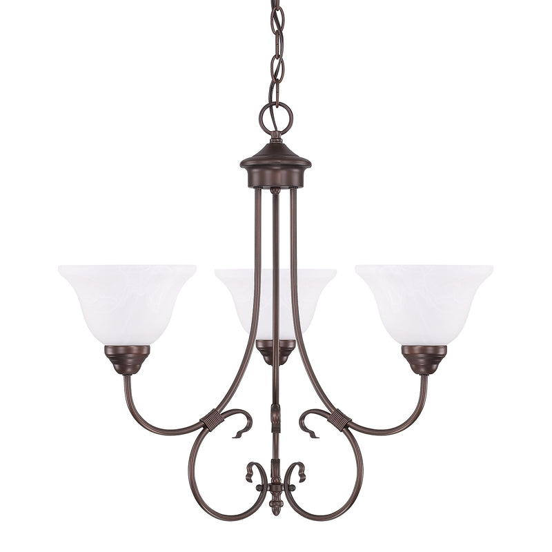 Capital Lighting 3223BZ-220 Three Light Chandelier, Bronze