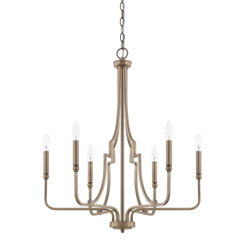 Capital Lighting 419361AD Six Light Chandelier, Aged Brass