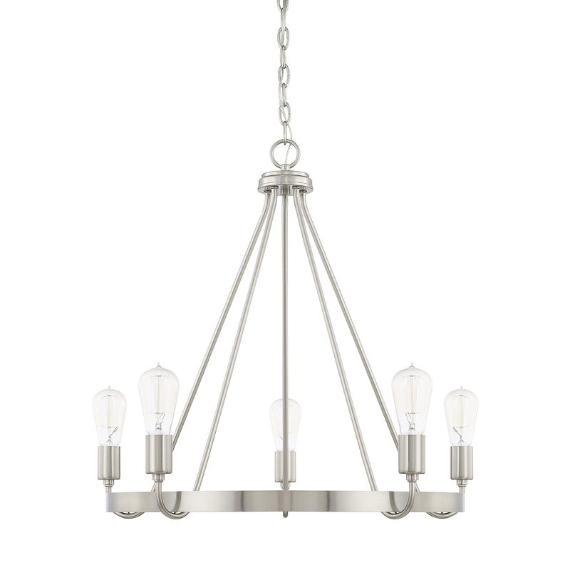 Capital Lighting 420061BN Five Light Chandelier, Brushed Nickel