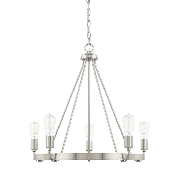 Capital Lighting 420061BN Five Light Chandelier, Brushed Nickel