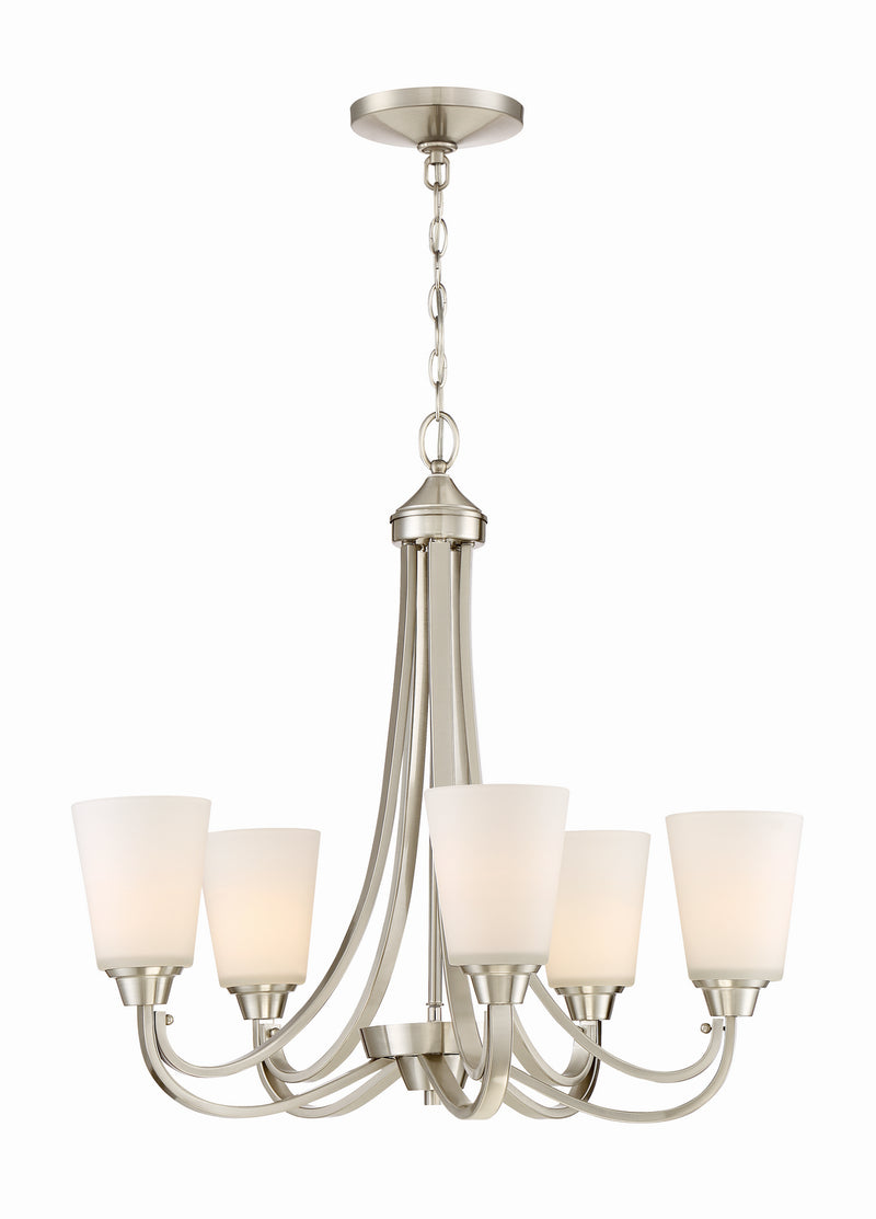 Craftmade 41925-BNK Five Light Chandelier, Brushed Polished Nickel