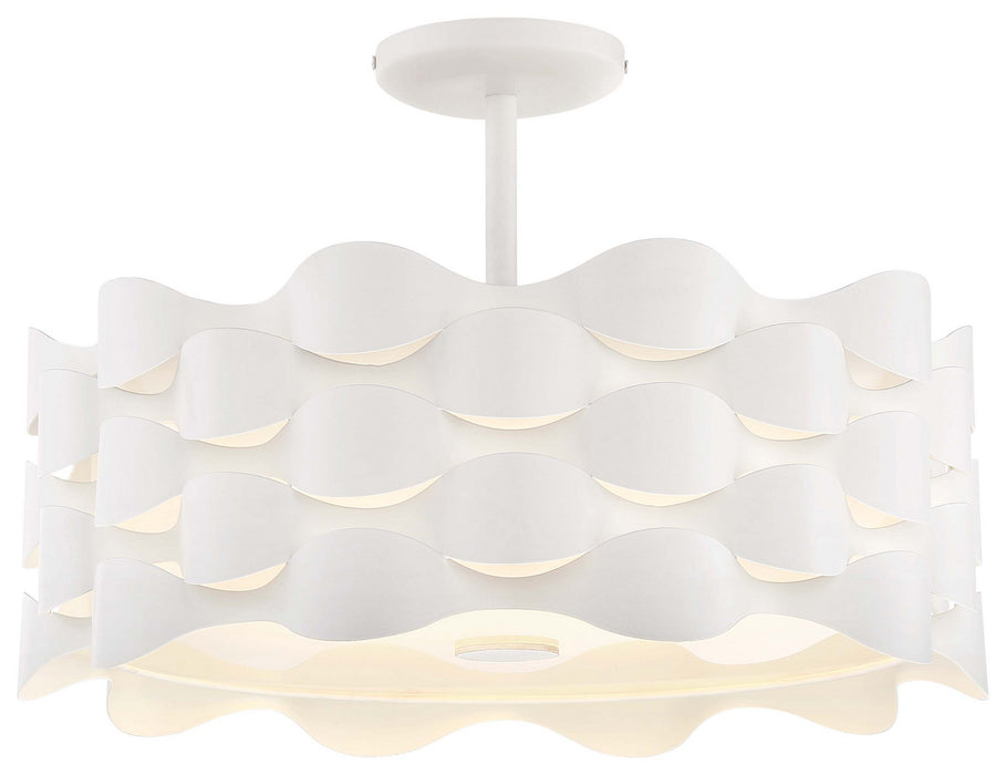 George Kovacs P1302-655-L LED Semi Flush Mount, Sand White