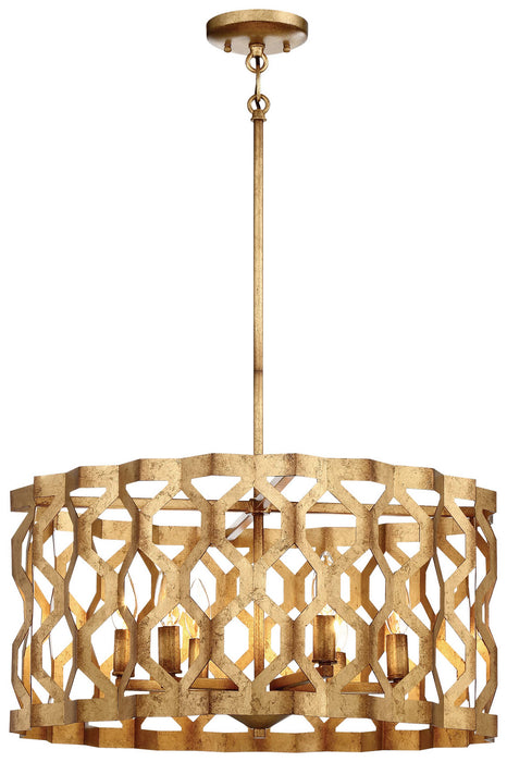 Metropolitan N6775-293 Six Light Pendant, Pandora Gold Leaf