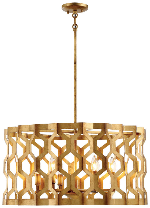 Metropolitan N6776-293 Six Light Pendant (Convertible To Semi-Flush), Pandora Gold Leaf